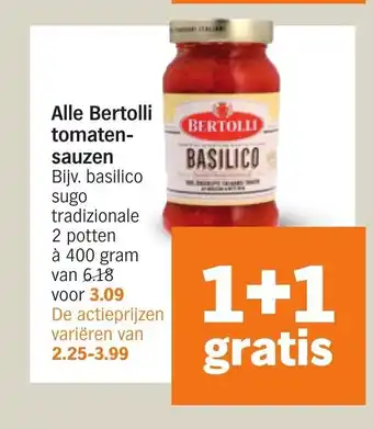 Albert Heijn Alle bertolli tomaten sauzen aanbieding