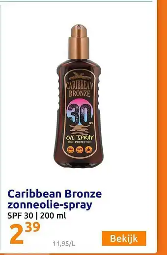 Action Caribbean bronze zonneolie-spray spf 30 aanbieding