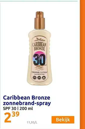 Action Caribbean bronze zonnebrand-spray spf 30 aanbieding