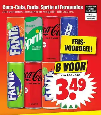 Dirk Coca-cola, fanta, sprite of fernandes aanbieding