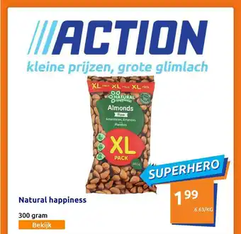 Action Natural happiness 300 gram aanbieding