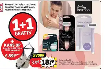 Kruidvat Keuze Uit Het Hele Assortiment Hawaiian Tropic En Wilkinson 1+1 Gratis aanbieding