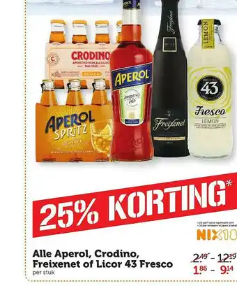 Coop Alle Aperol, Crodino, Friexenet Of Licor 43 Fresco 25% Korting aanbieding