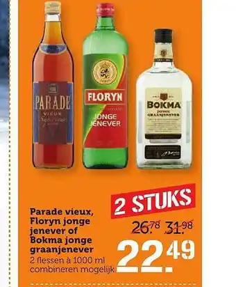 Coop Parade Vieux, Floryn Jonge Jenever Of Bokma Jonge Graanjenever aanbieding