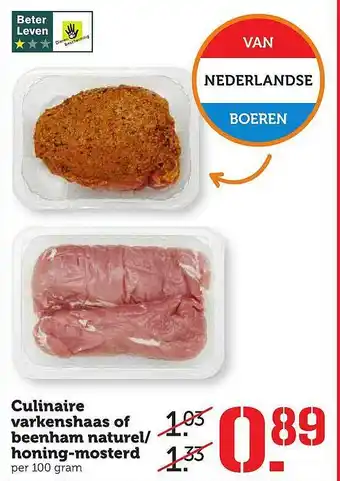 Coop Culinaire Varkenshaas Of Beenham Naturel-Honing-Mosterd aanbieding