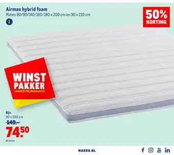 Makro Airmax hybrid foam 80 x 200 cm aanbieding