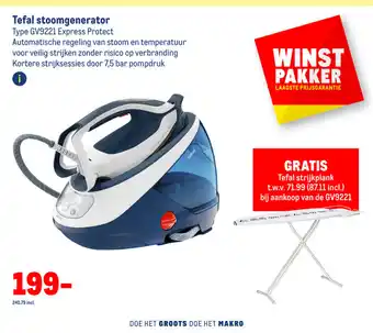 Makro Tefal stoomgenerator Type GV9221 Expres Protect aanbieding