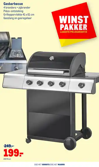 Makro Gasbarbecue 41 x 61 cm aanbieding