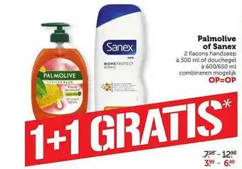 Coop Palmolive Of Sanex 1+1 Gratis aanbieding