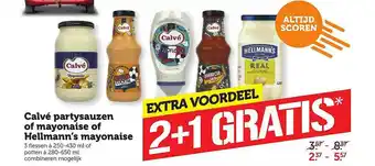 Coop Calvé Partysauzen Of Mayonaise Of Hellmann's Mayonaise 2+1 Gratis aanbieding