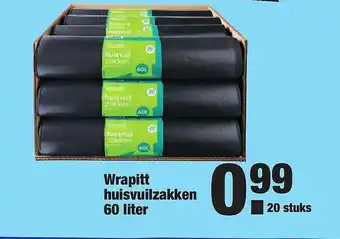 ALDI Wrapitt Huisvuilzakken 60 Liter aanbieding