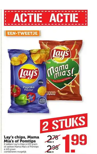 Coop Lay's chips, mama mia's of pomtips aanbieding