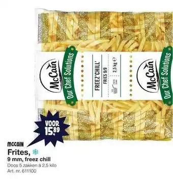 Bidfood Mccain frites, 9 mm, freez chill aanbieding