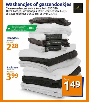 Action Washandjes of gastendoekjes, handdoek of badlaken aanbieding