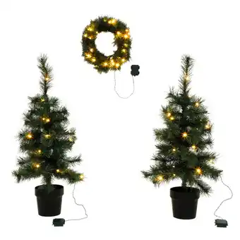 Action Set met kunstkerstbomen en krans aanbieding