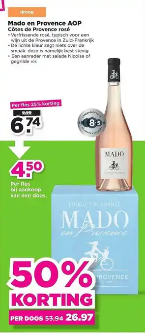 PLUS Mado en provence aop côtes de provence rosé 50% Korting aanbieding