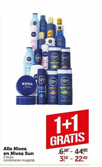 Coop Alle nivea en nivea sun 1+1 Gratis aanbieding