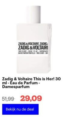 Bol.com Zadig & voltaire this is her! 30 ml - eau de parfum - damesparfum aanbieding