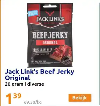 Action Jack link's beef jerky original 20g aanbieding