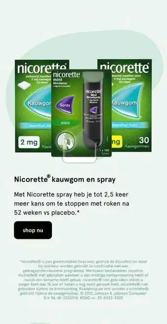 Etos Nicorette® kauwgom en spray aanbieding