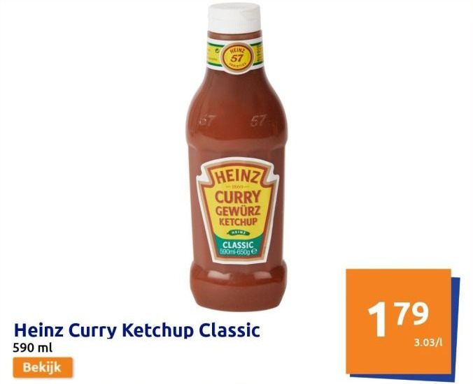 Heinz curry ketchup classic aanbieding bij Action