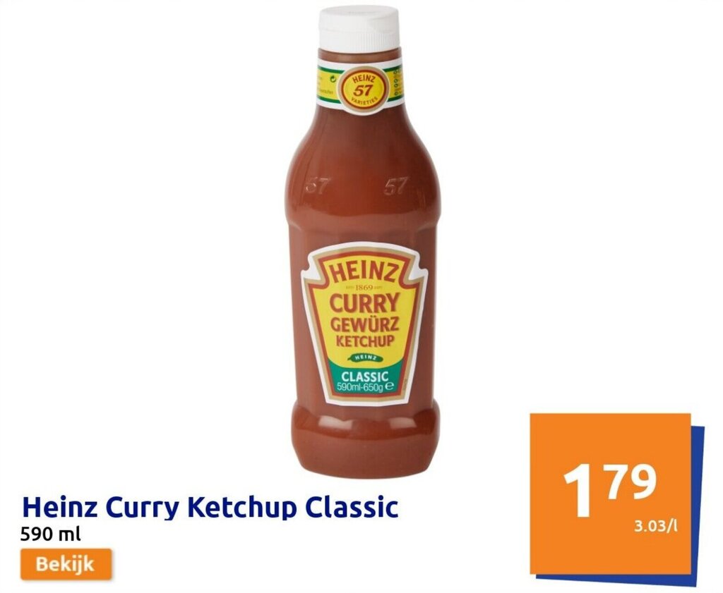 Heinz Curry Ketchup Classic 590ml aanbieding bij Action