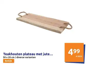 Action Teakhouten Plateau met Jute.... 50 x 20cm Diverse Varianten aanbieding