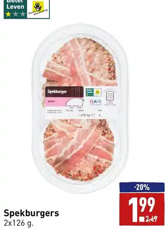 ALDI Spekburgers 2x126g aanbieding