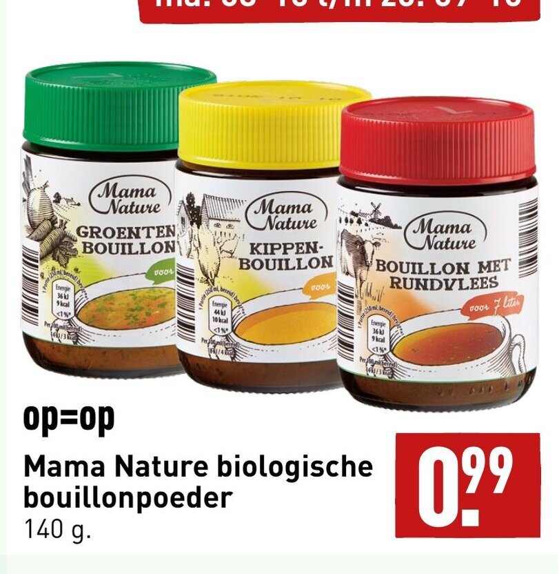 Mama Nature Biologische Bouillonpoeder 140g aanbieding bij ALDI