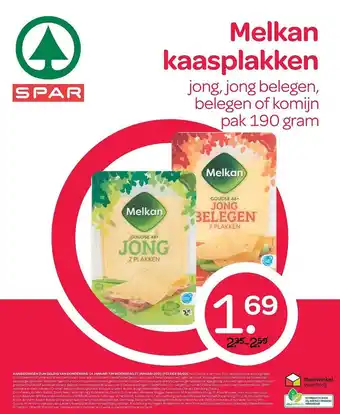 Spar Melkan kaasplakken aanbieding