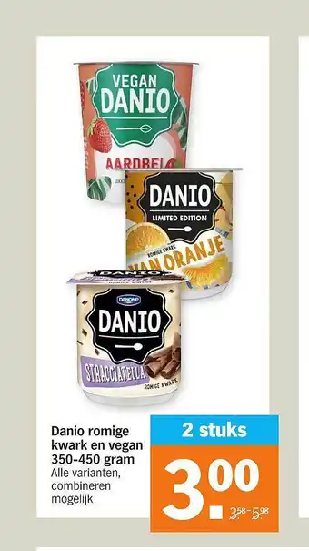 Albert Heijn Danio romige kwark en vegan 350-450 gram aanbieding