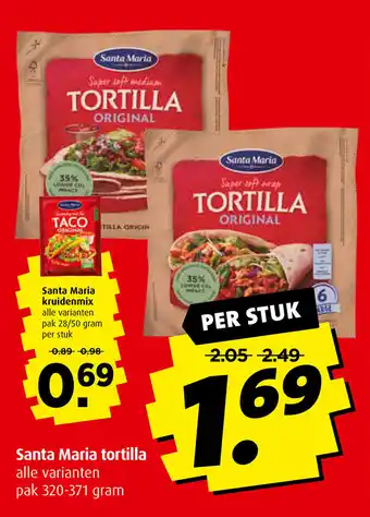 Boni Santa Maria Tortilla Pak 320-371 gram Per Stuk aanbieding