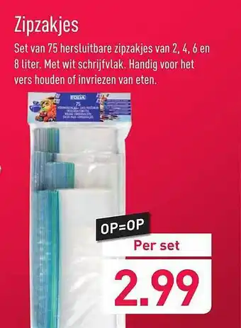 ALDI zipzakjes Set van 75 aanbieding