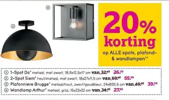 Leen Bakker 1-Spot do, 2-spot siem, plafonniere brugge of wandlamp arthur aanbieding