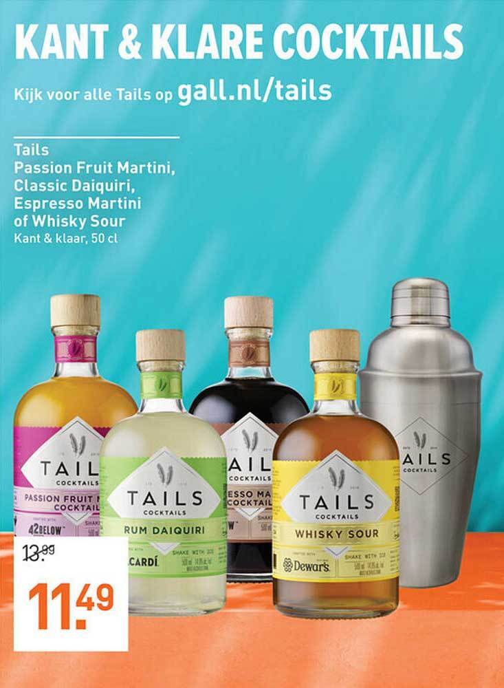 Tails passion fruit martini, classic daiquiri, espresso martini of