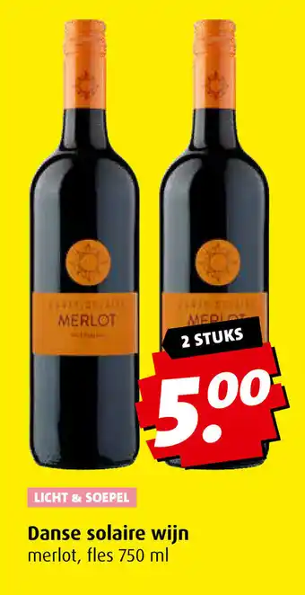 Boni Danse Solaire wijn merlot, fles 750 ml 2 stuks aanbieding