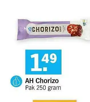 Albert Heijn AH chorizo 250 gram aanbieding