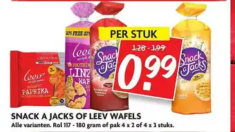 Dekamarkt Snack a jacks of leev wafels aanbieding