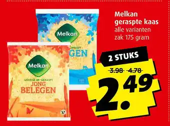 Boni Melkan geraspte kaas 175g aanbieding