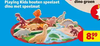 Kruidvat Playing kids houten speelset dino met speelmat aanbieding