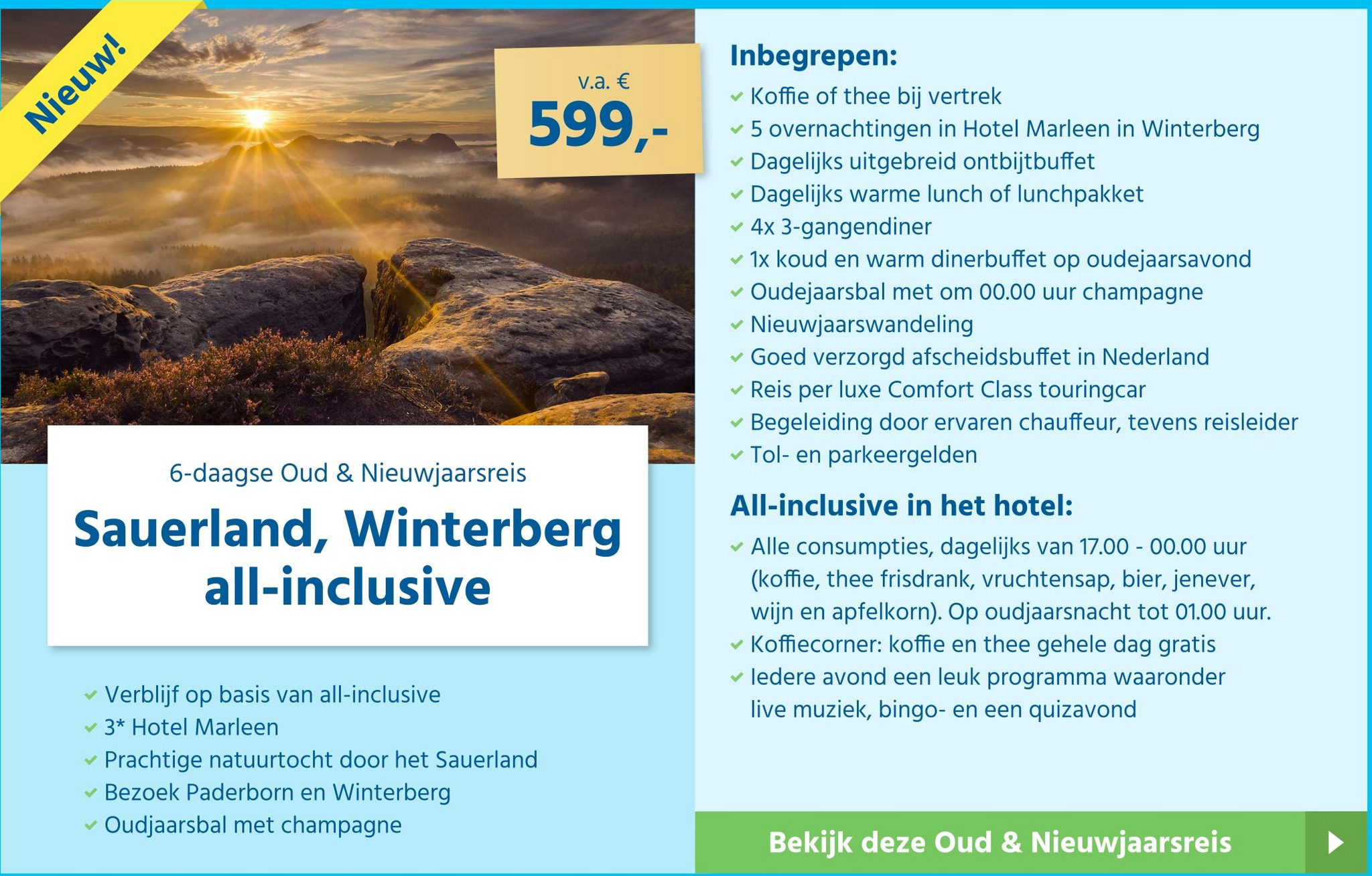 6daagse oud & nieuwjaarsreis sauerland, winterberg allinclusive
