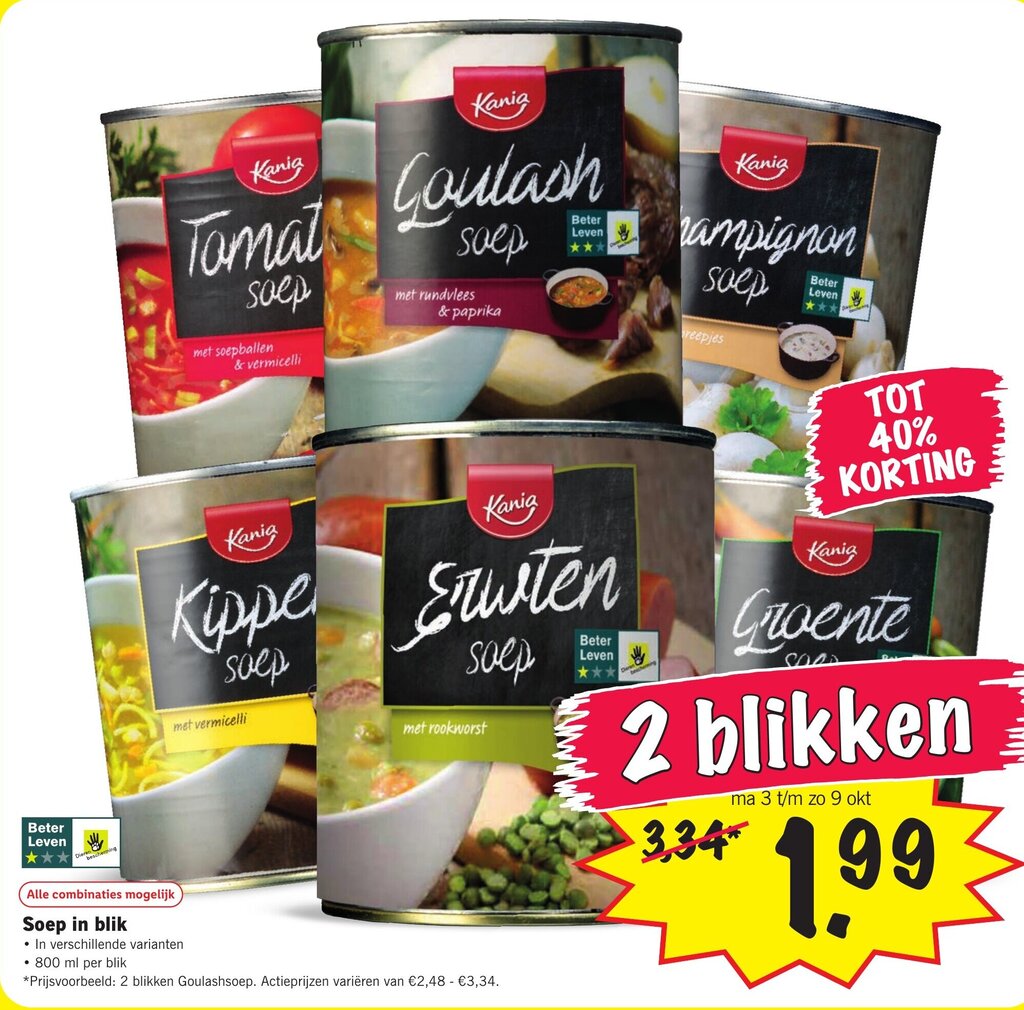 Kania soep in blik aanbieding bij Lidl