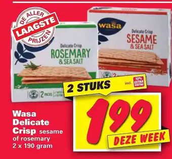 Nettorama Wasa Delicate Crisp sesame 2x190 g aanbieding