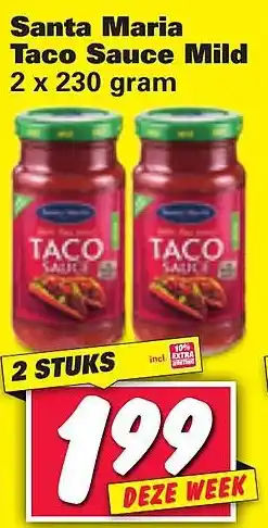 Nettorama Santa Maria Taco Sauce Mild 2x230g aanbieding