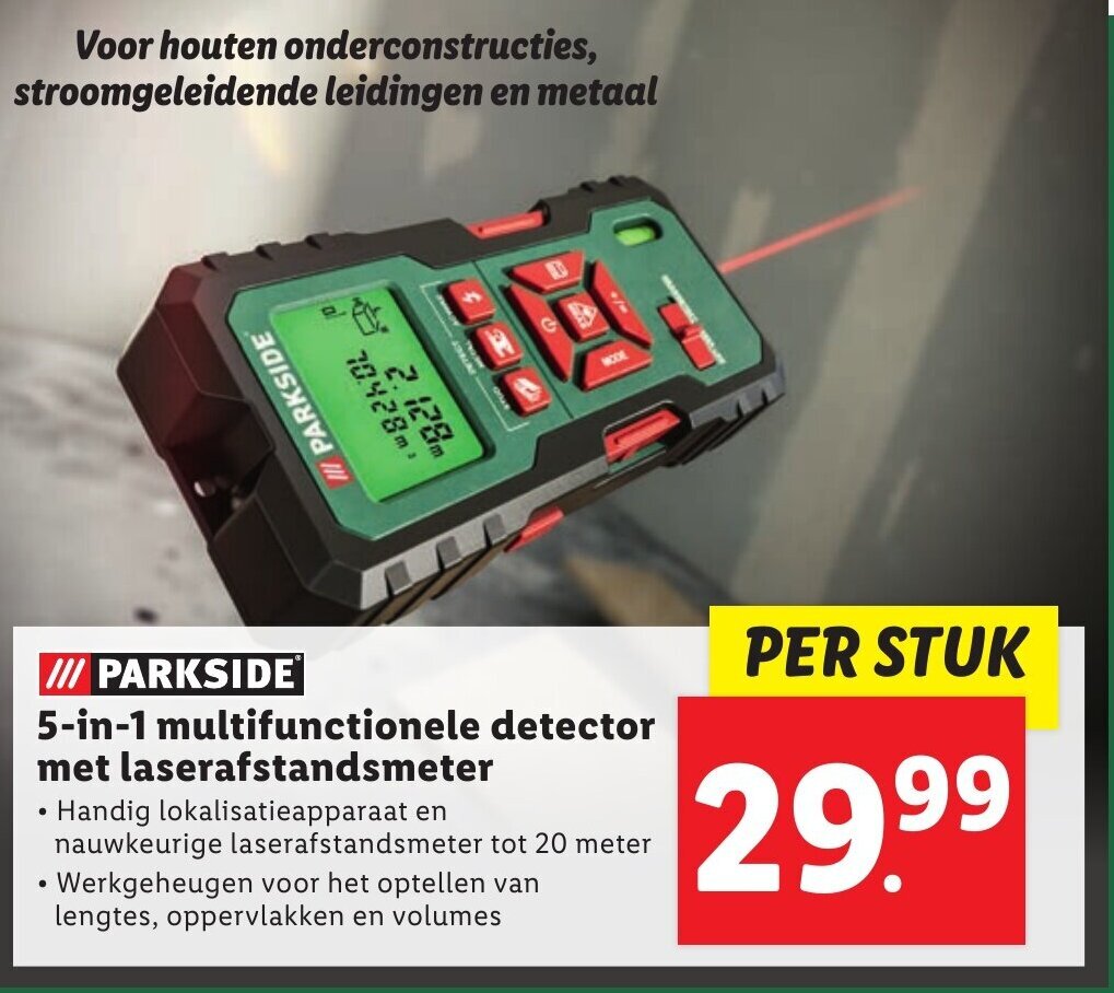 Parkside 5in1 multifunctionele detector met laserafstandsmeter
