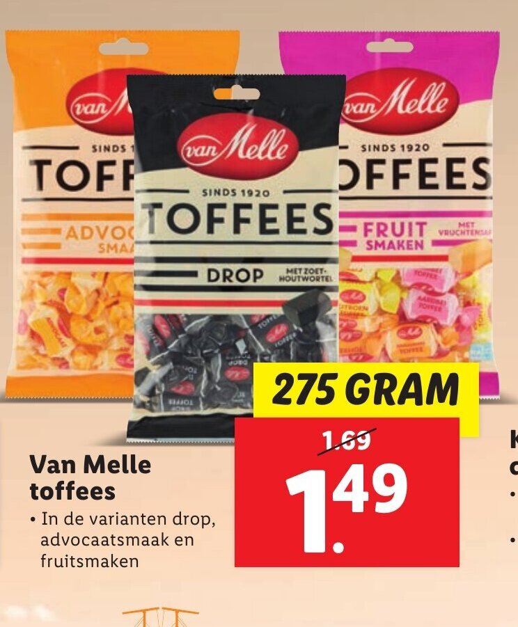 Van Melle toffes 275 gram aanbieding bij Lidl