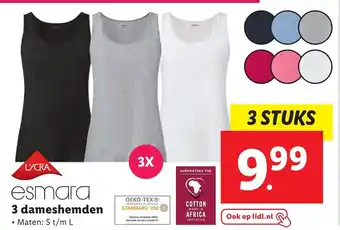 Lidl Esmara 3 dameshemdem S t/m L aanbieding