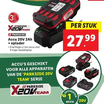 Lidl Parkside accu 20V 2Ah + oplader aanbieding