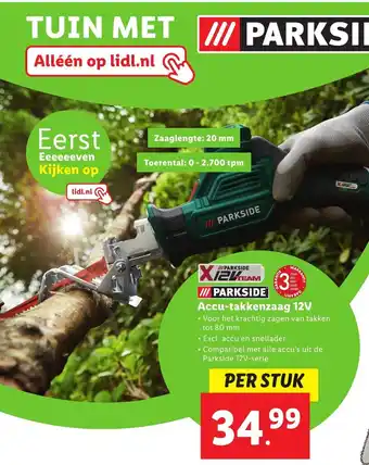 Lidl Parkside accu-takkenzaag 12V aanbieding