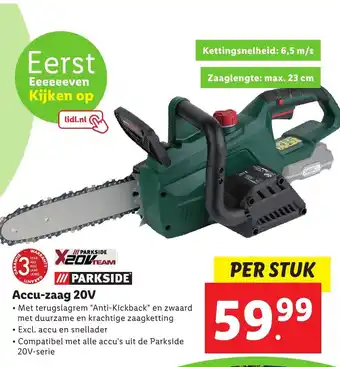 Lidl Parkside accu-zaag 20V aanbieding